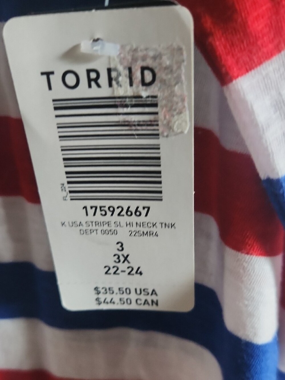 Torrid 3 Red, Blue & White Striped Tank Top - Picture 2 of 3